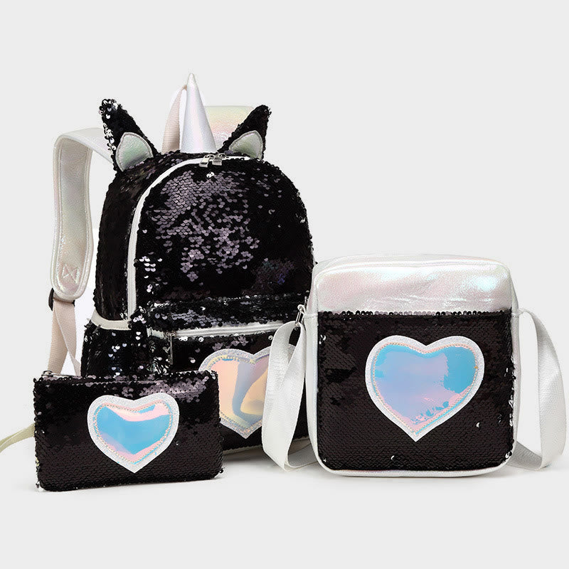 Backpack For Students Sequin Three-piece Set For Primary School Students