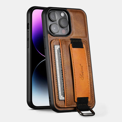 Phone Case With Wrist Strap Protective Pu Leather Case