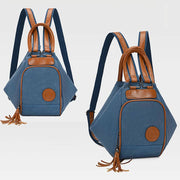 Multifunctional Womens Backpack Tassel Decor Durable Canvas Travel Daypack