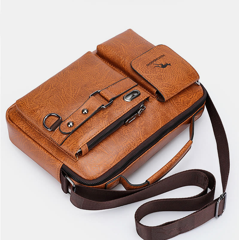 Classic Messenger Bag For Men Business Leather Crossbody Satchel Purse