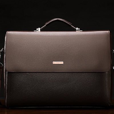 Briefcase for Men Business Computer PU Leather Casual Shoulder Bag