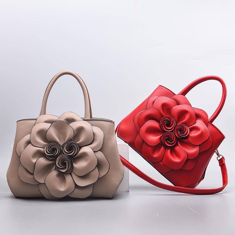 Women's Floral Elegant Shoulder Bag Vegan Leather Handbag Satchel Purses