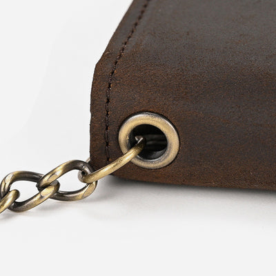 Wallet With Chain Mens Multiple Card Slot Triple Fold Purse