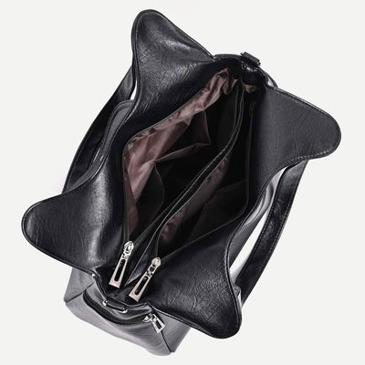 Double Large Compartment Tote Hobo Bag Leather Handbag with Crossbody Strap