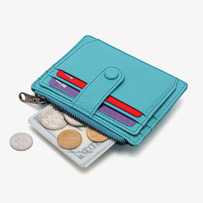 Slim Card Case Front Pocket Wallet Women Credit Card Holder with Keychain