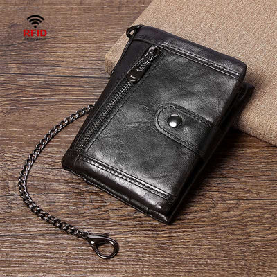 RFID Anti-theft Classic Wallet With Chain