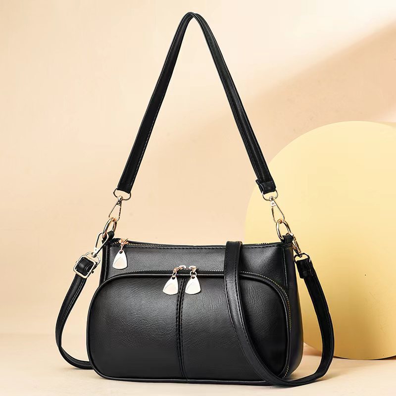 Douple Compartment Underarm Purse For Lady Solid Color Crossbody Bag