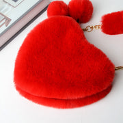 Heart Shape Plush Handbag For Girl Warm Birthday Gift