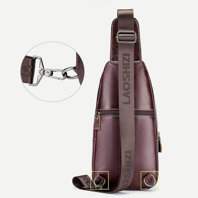 Cowhide Leather Waterproof Casual Sling Bag Daypack Shoulder Chest Bag