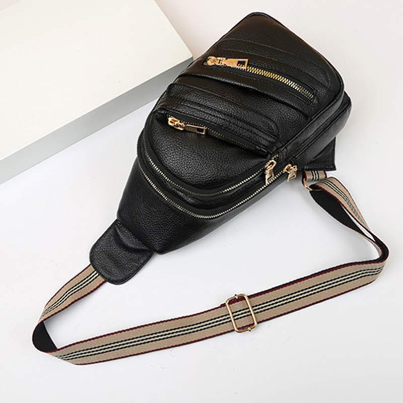 Sling Crossbody Backpack Soft Leather Shoulder Bag with Adjustable Strap