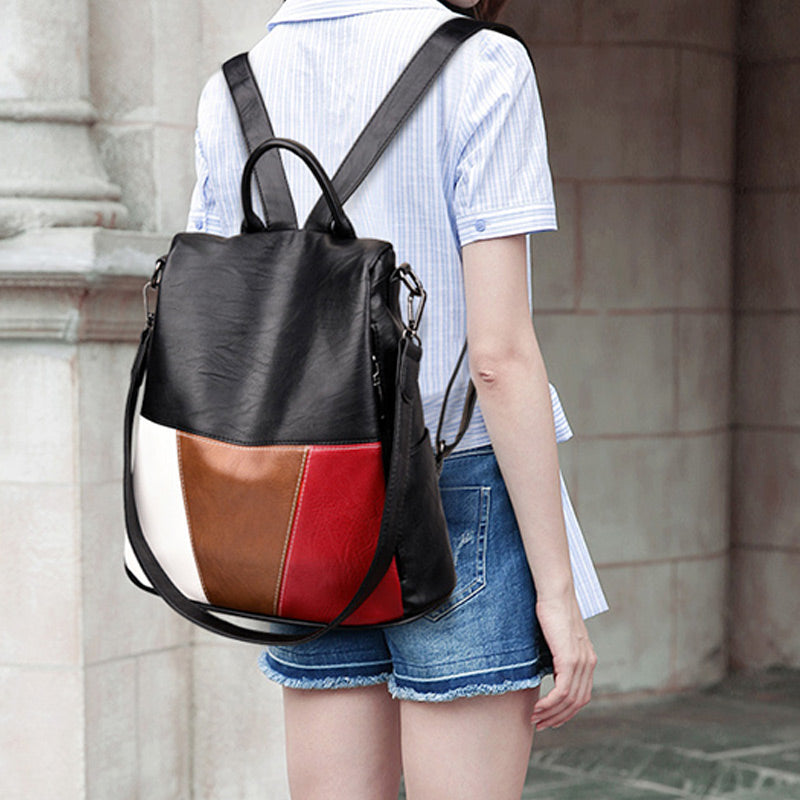 Multifunctional Anti-theft Large Capacity Stitching Color Crossbody Bag Backpack