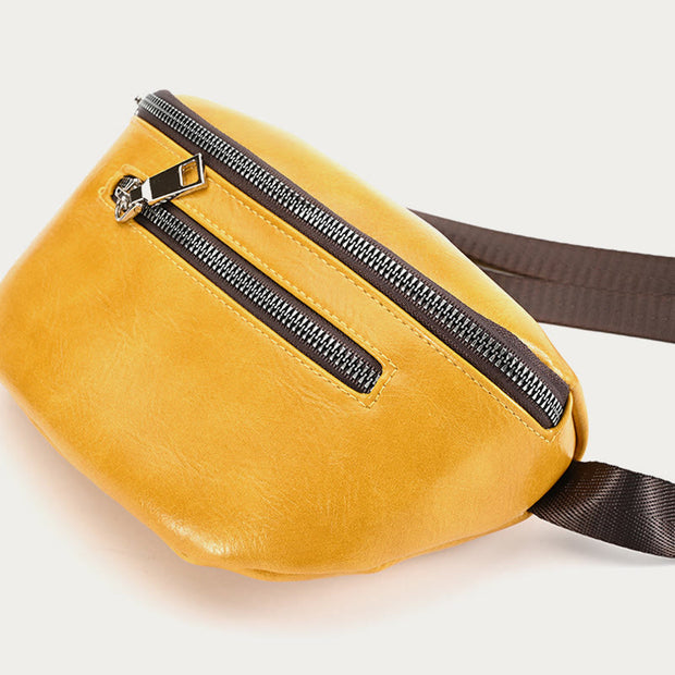 Retro Sling Bag Oil Wax Faux Leather Crossbody Shoulder Bag
