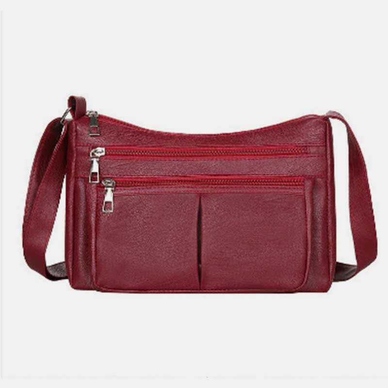 3 Zip Crossbody Purse for Women Lightweight Waterproof Leather Shoulder Bag