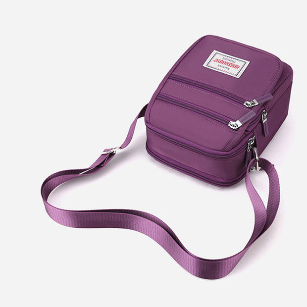 Functional Women Purse Multi-Pocket  Nylon Solid Color Nylon Crossbody Bag Shoulder Bag