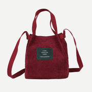 Top-Handle Bag for Women Retro Literary Corduroy Canvas Handbag