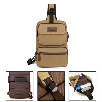 Men Canvas Sling Bag Multi-Pocket Scratch-Resistant Cross Body Bag