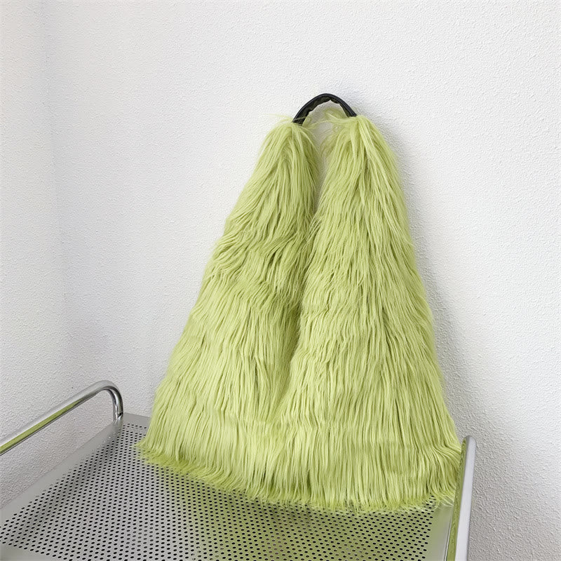 Large Shoulder Bag For Women Party Faux Fur Plush Tote