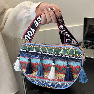 Tassel Bag For Women Classic Ethnic Crossbody Day Bag