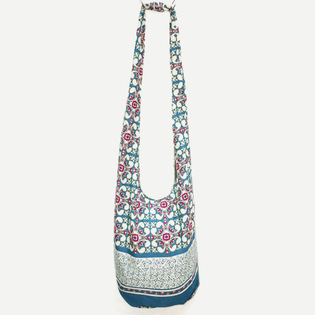 Shoulder Bag for Women Printing Flower Daily Cotton Crossbody Bag