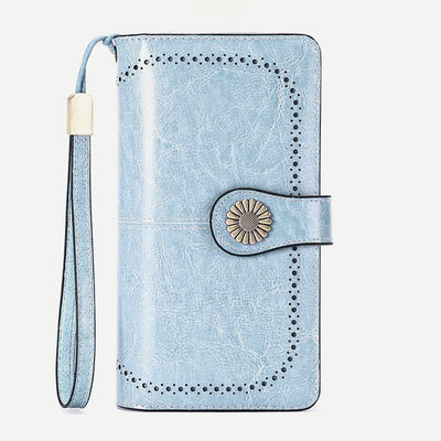 Women RFID Blocking Leather Wallet Multi-slot Credit Card Holder Clutch