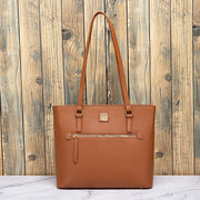 Retro Shoulder Bag For Women Plaid Color Large Leather Tote