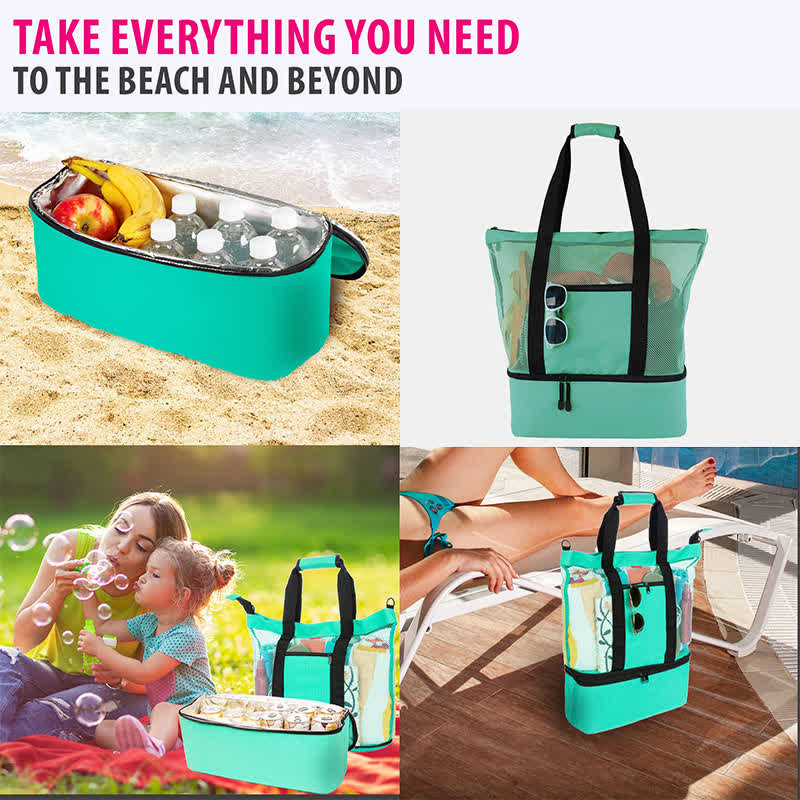 High Capacity Beach Bag Tote Waterproof Sandproof Pool Bag with Cooler Compartment