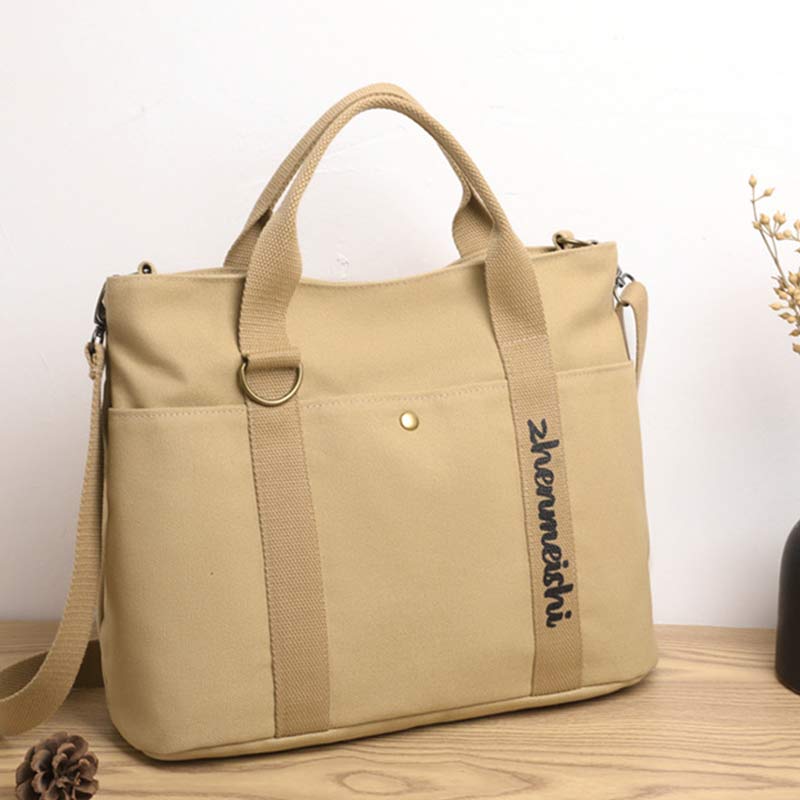 Reusable Versatile Canvas Tote Bag Water Resistant Crossbody Shoulder Bag