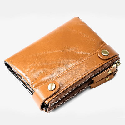 Genuine Leather Multi-function RFID Bifold Wallet