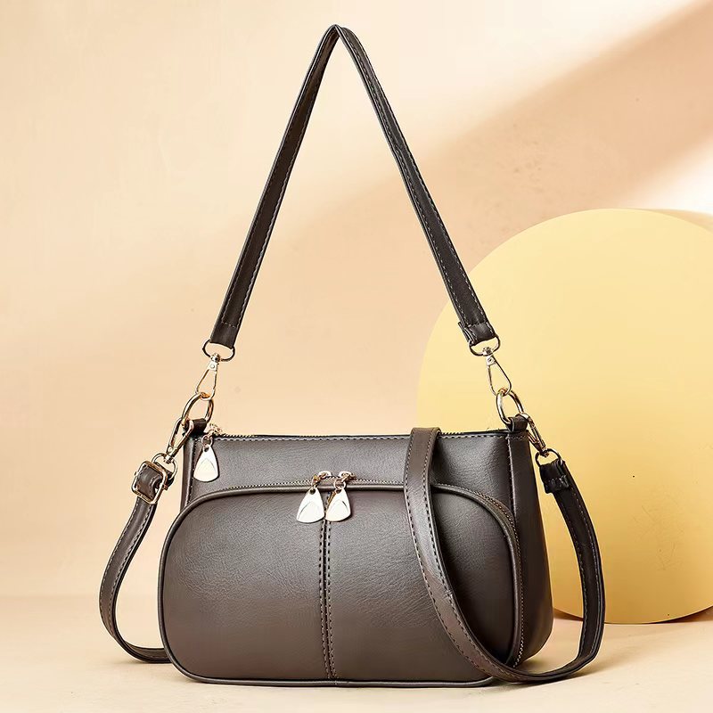 Douple Compartment Underarm Purse For Lady Solid Color Crossbody Bag