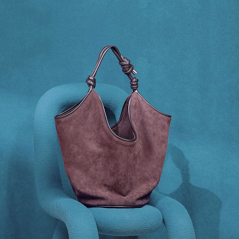 Tote Bag For Women Suede Minimalist Large Capacity Bucket Bag