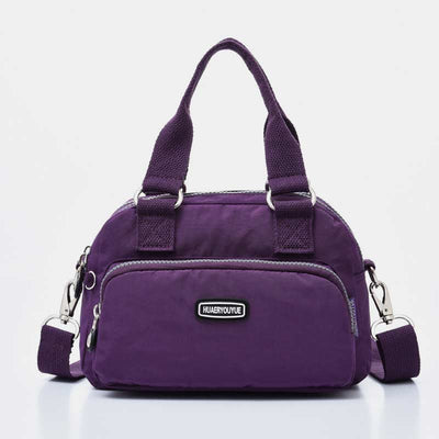 Handbag for Women Purple Nylon Lightweight Shopping Zipper Crossbody Bag