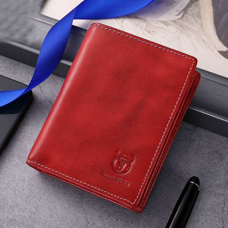 Men's Trifold Genuine Leather Wallet Includes Id Window Credit Card Holder