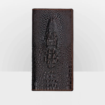 Real Leather Crocodile Engraved Wallet Retro Bifold Wallet