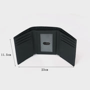 Trifold Mens Leather Wallet RFID Blocking Minimalist Carbon Fiber Pattern Wallet