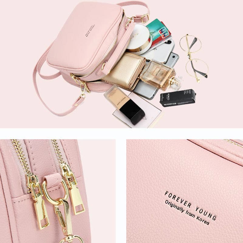 Top-Handle Bag for Women Simple Plain Color PU Leather Crossbody Bag