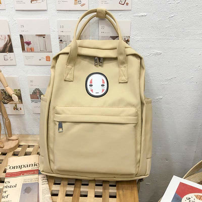 Backpack for Women Light Color Cartoon Smile Nylon School Handbag