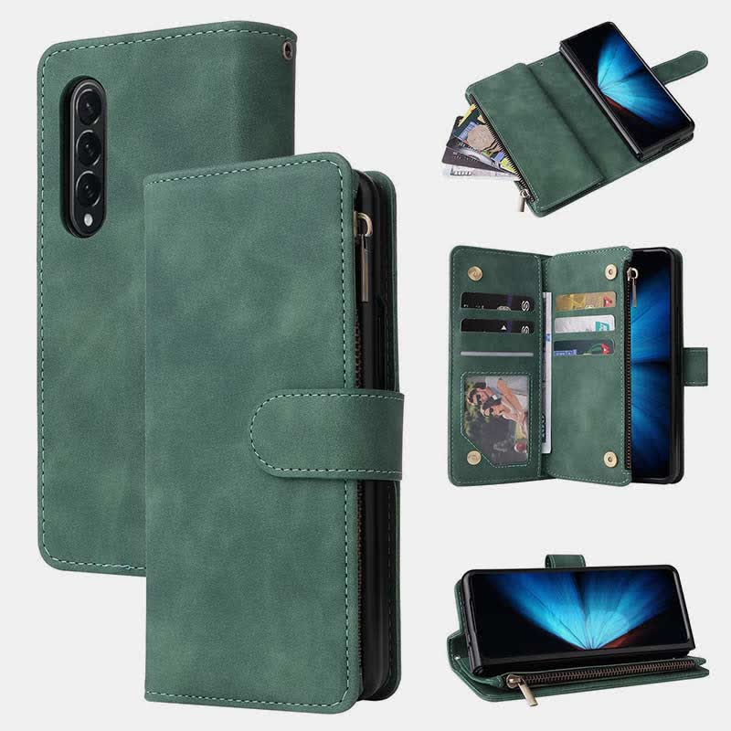 Shockproof Sansung Galaxy Z Fold 4 Fold 3 Case Wallet with Multiple Card Slot