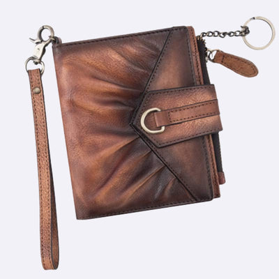 Retro Clutch Wallet for Women Genuine Leather Wristlet Credit Card Holder