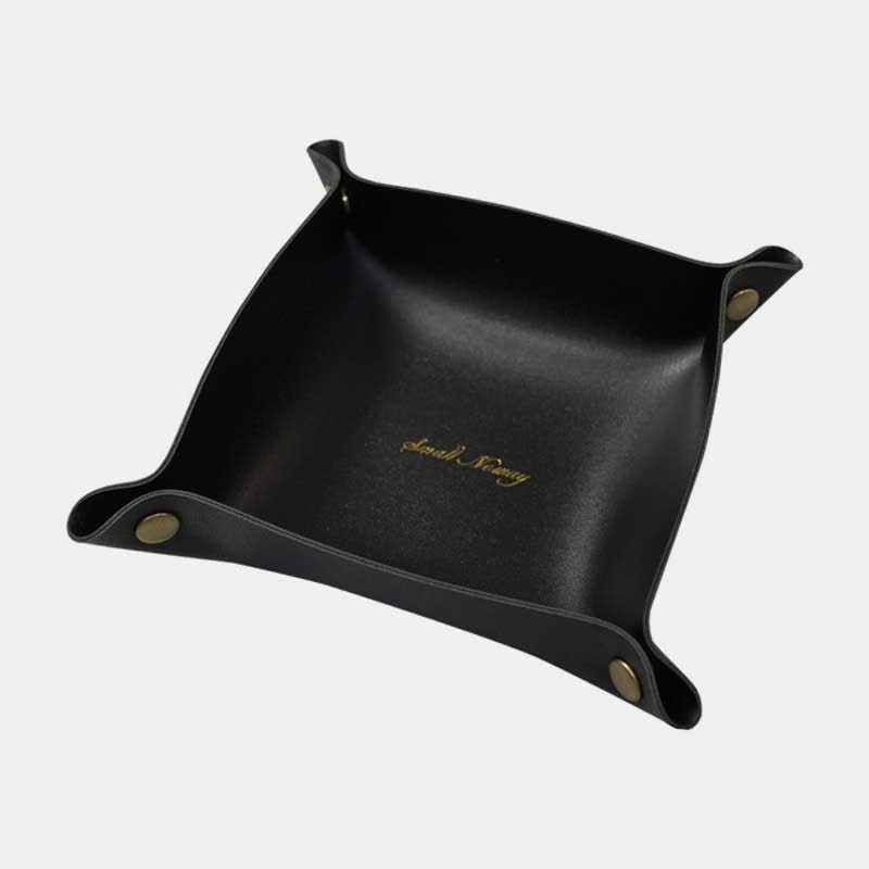 Leather Valet Tray Premium Catchall Trays Soft Foldable Table Desk Organizer