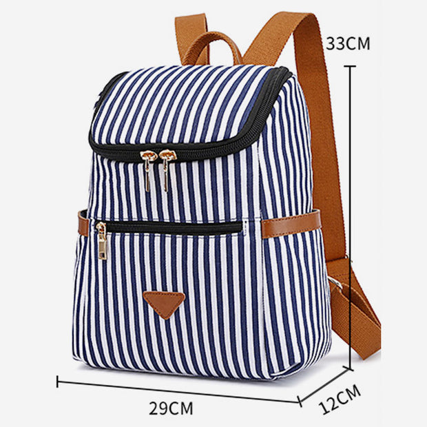 Large Capacity Anti-theft College Style Stripe Backpack