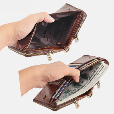 Genuine Leather RFID Multi-Slot Mini Wallet