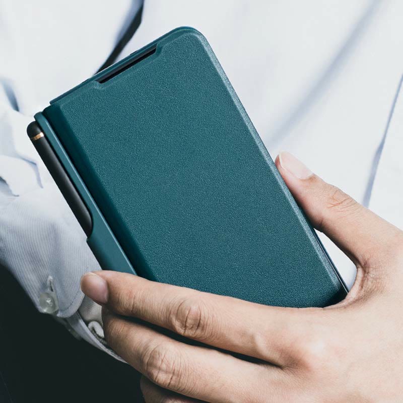 Leather Phone Case for Samsung Galaxy Z Fold 4 5G with S Pen Case