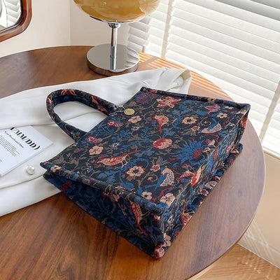 Tote Bag For Women Simple Retro Large Capacity Flower Handbag