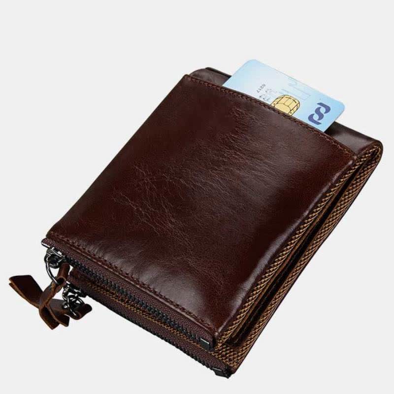 Large Capacity Leather Wallet RFID Blocking Bifold Flip Mens Wallet