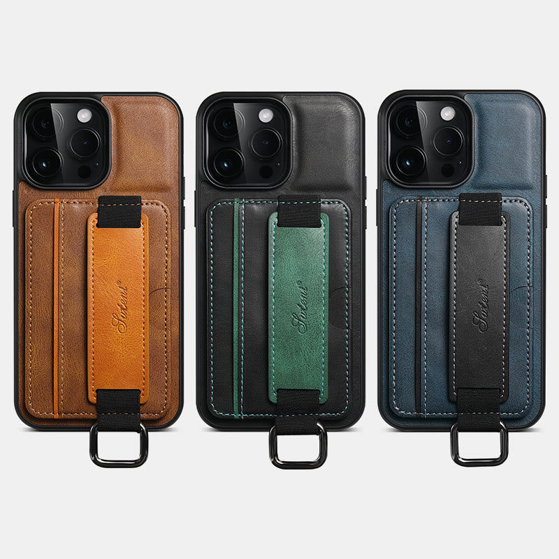 Phone Case With Wrist Strap Protective Pu Leather Case