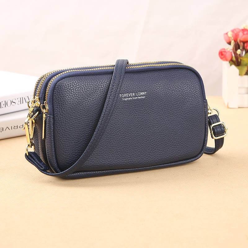 Triple Compartment Phone Bag For Women Large Space Crossbody Bag