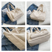 Tote Bag for Women Plain Color Badge Decor Shoulder Bag