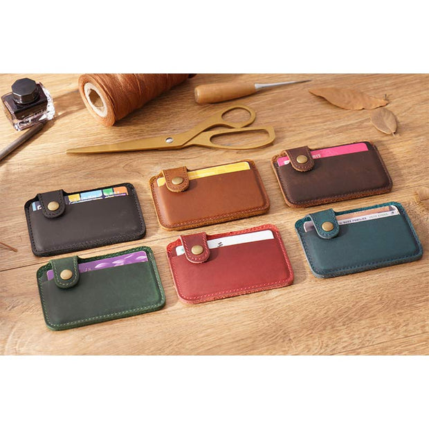 Snap Close Leather Card Holder