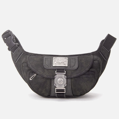 Canvas Waist Pack For Men Retro Small Crossbody Crescent Moon Bag