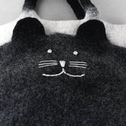 Handmade Funny Cat Wool Felt Handbag Cute Tote Hobo Bags